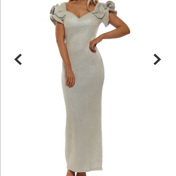 F & P high shimmer plunge maxi dress - Picture 3 of 4